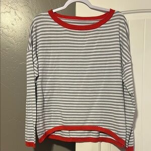 Striped Sweater with Red Accents